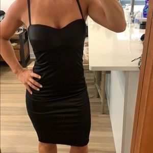 Black Satin dress with lace detail